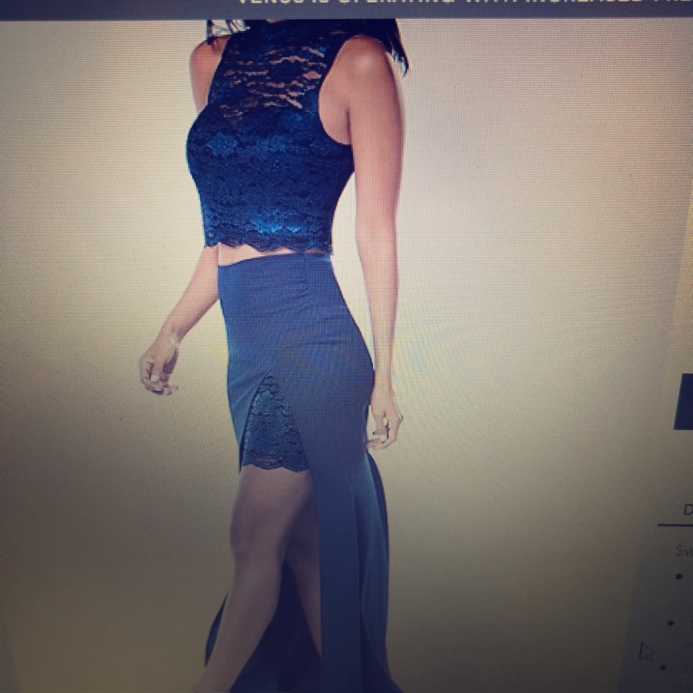 Two piece lace detail skirt set